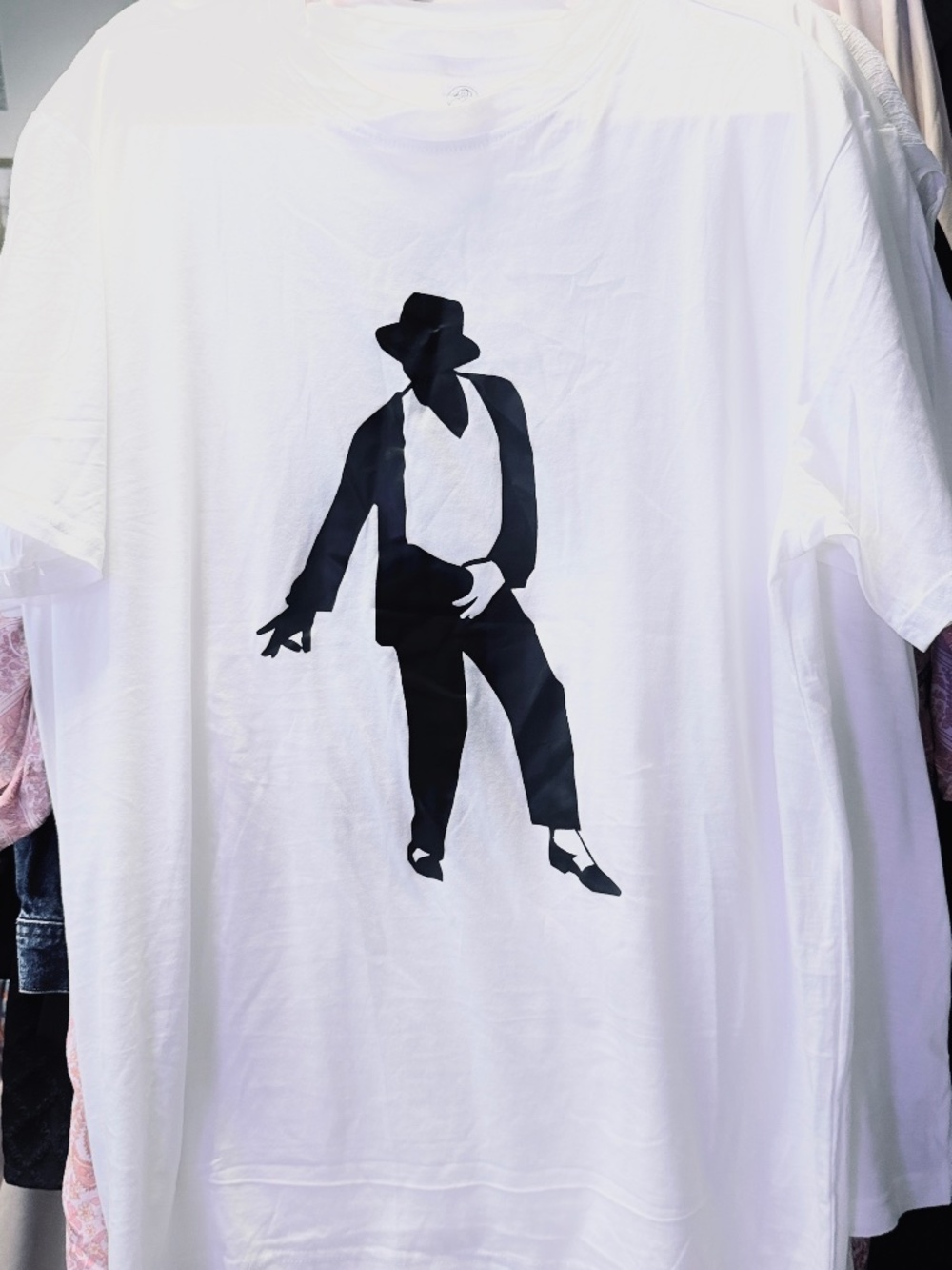 Michael Jackson White Tee SS W/ Black MJ Silhouette XL
